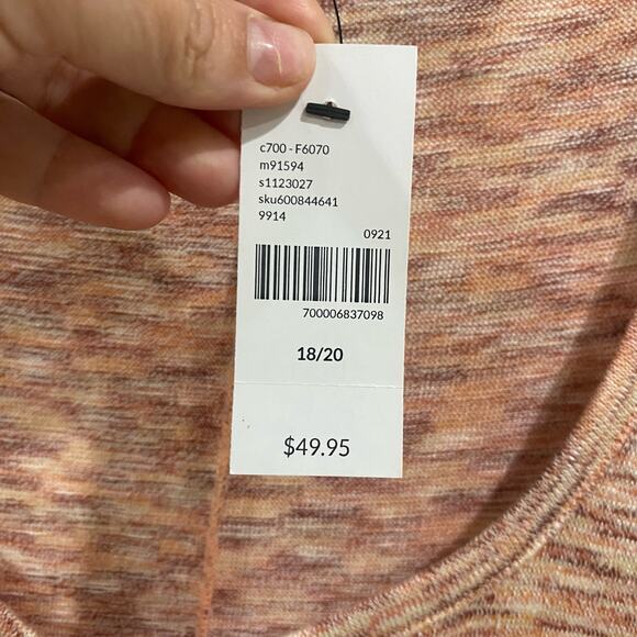 Lane Bryant 18/20 Orange Heather Stretch Knit Faux Button Front Top Plus - Picture 8 of 8